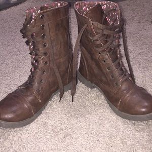 Brown combat boots